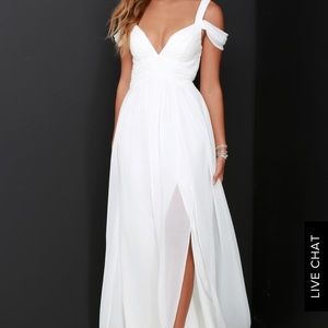 White off the shoulder gown